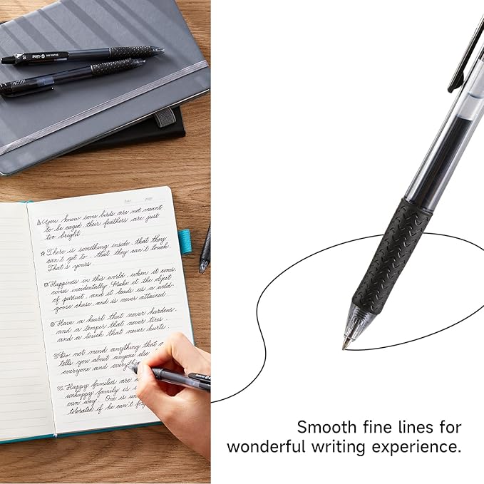 46 Pack Black Gel Ink Pens (20 Gel Pens with 26 Refills) Medium Point Retractable Writing Smooth Writing with Comfortable Grip for Office School