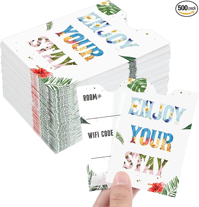 Eaasty 500 Pcs Hotel Key Card Envelope Key Card Holder Sleeve Enjoy Your Stay Keycard Cover for Hotel Office, 2. 4 x 3. 5 Inch
