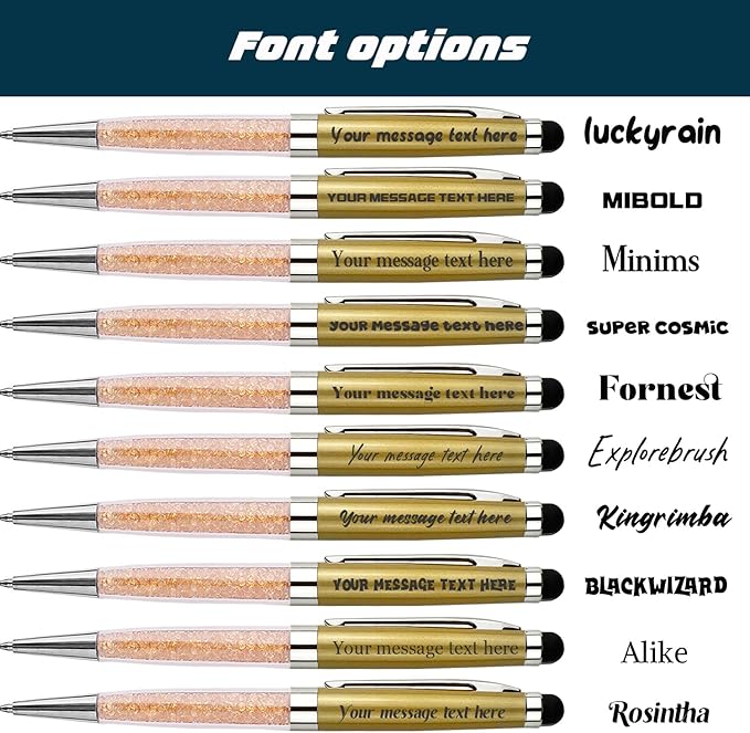 Personalized Pens Bulk Custom Ballpoint Pens with Business Name Message Logo, Customized Engraved Pens with Stylus for Birthdays Anniversaries Graduations 12pcs/Pack