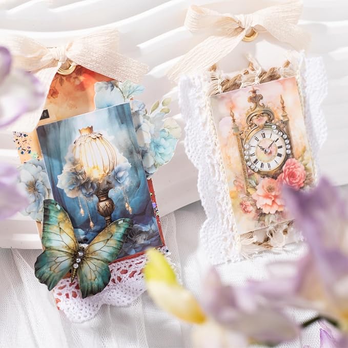 Aromoty 6 Sets 300 Pcs Washi Stickers Book Kit for Journaling, Vintage Aesthetic Antique Magic Scrapbook Stickers for Scrapbooking Bullet Junk Journal Supplies Planner Stationery Collage Craft Gifts