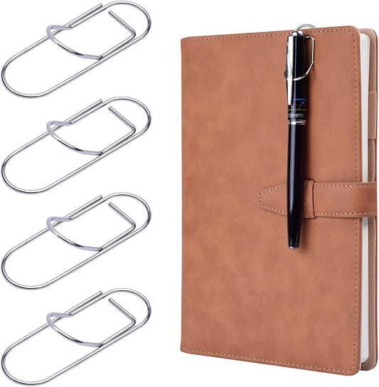 Wisdompro Pen Clip, 12 Pack Stainless Steel Pen Clip Holder for Notebook, Books, Journal, Clipboard, Paper, etc. - Fits Almost Any Pen Size (Silver)