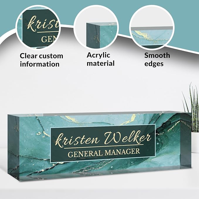 Desk Name Plate Personalized, Custom Name Plate for Desk, Acrylic Desktop Accessories, Office Gift & Decor for Women Men, Teacher Nurse Boss Employee Appreciation Gifts