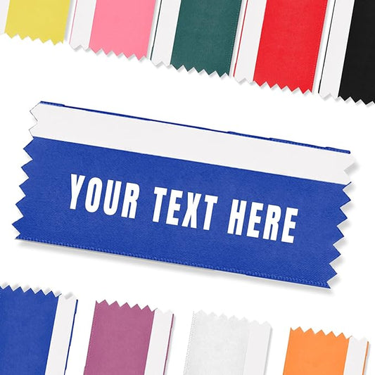 Custom 4" Badge Ribbons with Adhesive for Nametags - Personalized Add Your Logo Text and Choose Your Ribbon Colors,Suitable for Host, Award Winner,Speakers, Parliamentarians, Journalists,Teacher,