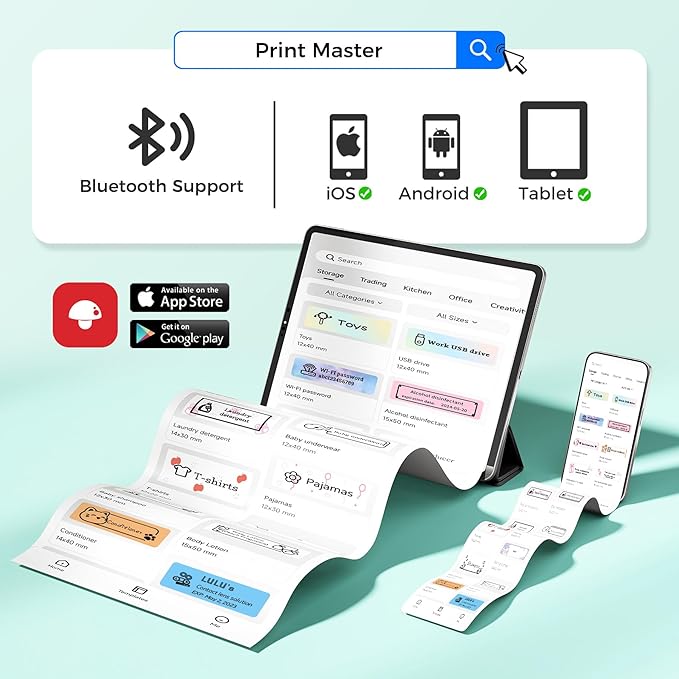 Label Maker, Bluetooth Label Makers Compatible with Phone, Label Maker Machine with Tape, Mini Label Maker for Family School, Label Machine with Lots of Style Templates Easy to Use