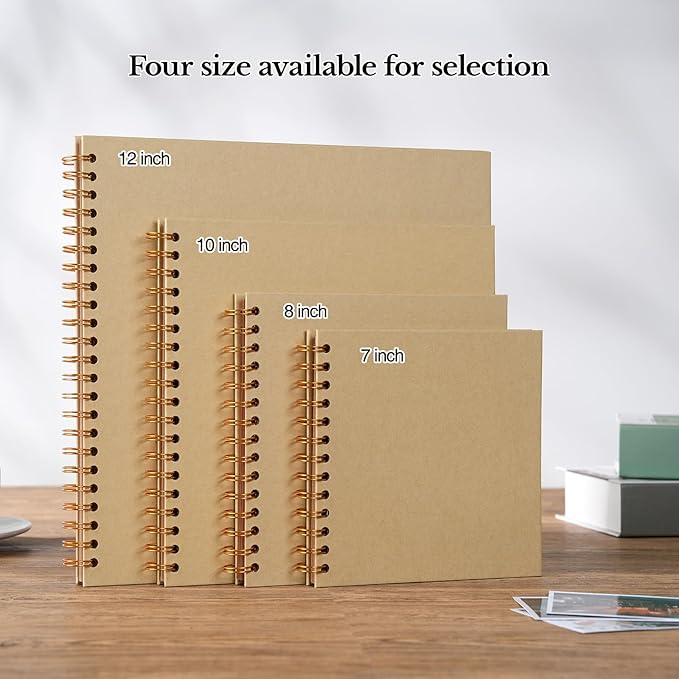 potricher 8 x 8 Inch DIY Scrapbook Album 40 Pages Hardcover Kraft Paper Scrap Book Photo Albums Memory Book for Wedding and Anniversary Family (Yellow, 8 Inch)