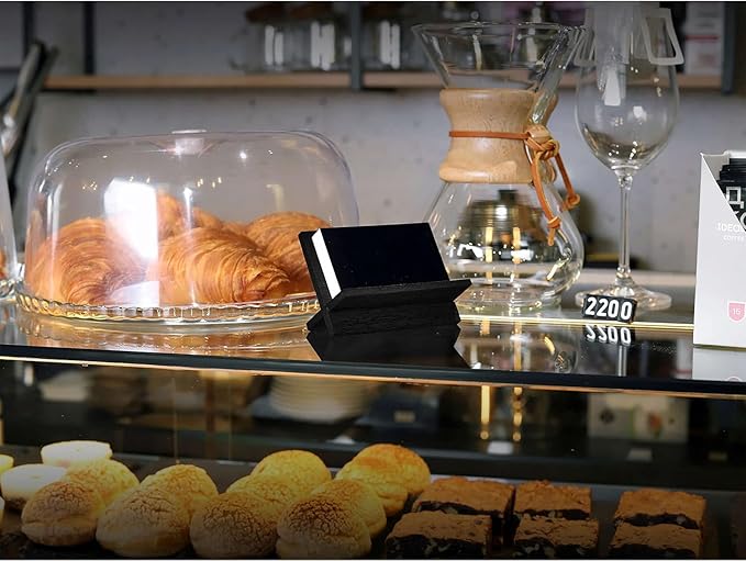 Set of 3 Business Card Holders for Desk - Black Wood Small Cards Holder, Professional Desktop Business Card Stand Display, Wooden Name Card Holder