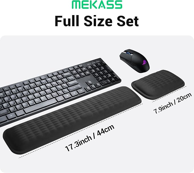 MEKASS Ergonomic Mouse Wrist Rest, Premium Memory Foam Mouse Wrist Pad Support Relieve Wrist Pain for Long Hours of Work, Gaming (Classic Black）
