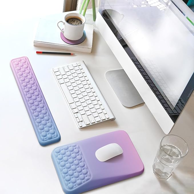 Ospelelf Keyboard Wrist Rest Pad for Computer, Ergonomic Large Mouse Pad with Wrist Support, Office Arm Rest, Purple