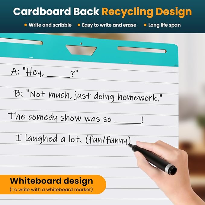 OLenyer Super Sticky Easel Pad, 25x 30IN, Large Self Stick Flip Chart Paper for Office School Classroom Supplies, 30 Sheets/Pad, 10 Pads/Pack, White, Lined