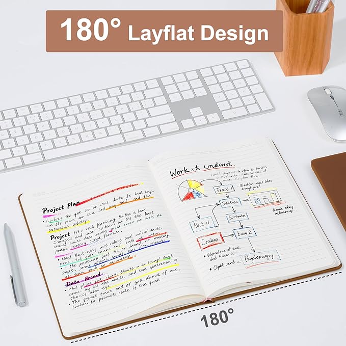 COMIX B5 Lined Journal Notebooks, 240 Pages, 6.9 x 9.8 Inches, Brown, Hardcover Journaling Notebooks for Men & Women- Fits for Office, Business, School, Notes Taking & Writing