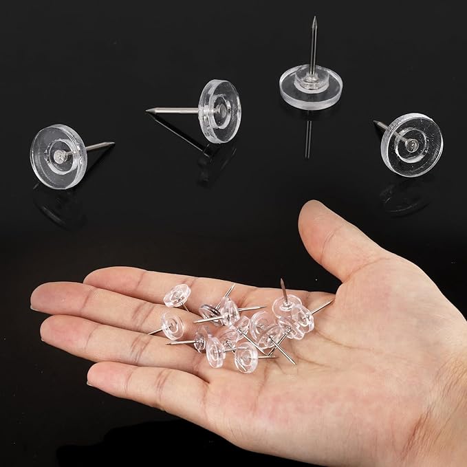 300 Pcs Push Pins Clear Thumb Tacks Pins Clear Flat Head Thumb Tacks Thumb Tack Decoration