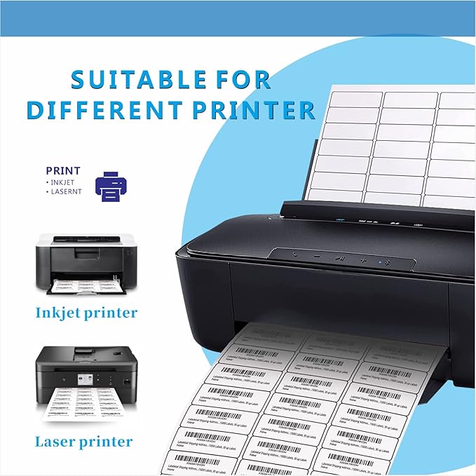 Address Labels, JIQEZNL Premium 1" x 2-5/8" Mailing Labels for Envelopes, 3000 Address Label Sticker Paper for Laser/Ink Jet Printer, White Blank Printable Sticker Labels 30 Per Sheet 8.5"×11"