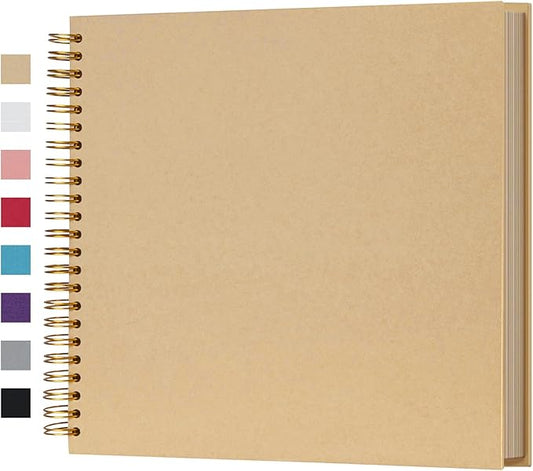 potricher 12 x 12 Inch Large DIY Scrapbook Photo Album 80 Pages Thick Kraft Blank Yellow Paper Memory Book for Wedding and Anniversary Family (Yellow, 12 Inch)