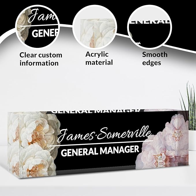 Desk Name Plate Personalized, Custom Name Plate for Desk, Acrylic Desktop Accessories, Office Gift & Decor for Women Men, Teacher Nurse Boss Employee Appreciation Gifts