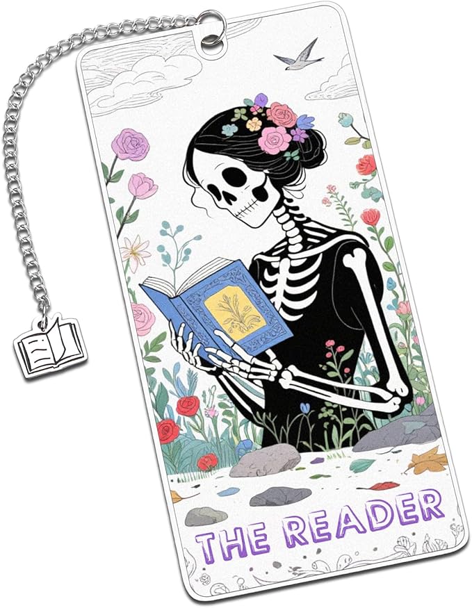 Spooky Bookmarks, Gothic Bookmarks, Tarot Skeleton Bookmark, Halloween Gifts for Women, Horror Bookmark, Halloween Boo Basket Stuffers for Women, Book Lover Gifts, Skull Birthday Gift for Teens Girls