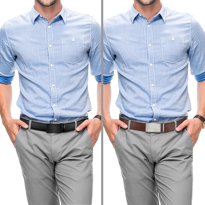 Zitahli Ratchet Belt for Men - 2 Packs Leather Mens belt For Gift Men Dress and Casual,Trim to Fit