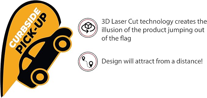 Indoor Outdoor Double Sided Window Flag for Business Sign Drive Thru, Delivery, Pick Up, Essential Business and We are Open Small 3D Flag Kit for Small Business (curbside)