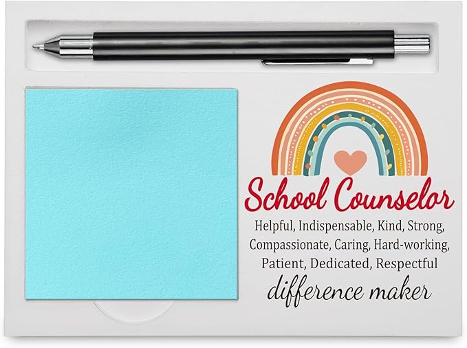 School Counselor Office Supplies Sticky Note Holder Decor, School Counselor Thank You Appreciation Gifts for Women Men Self-Stick Note Pad Holders YBB10