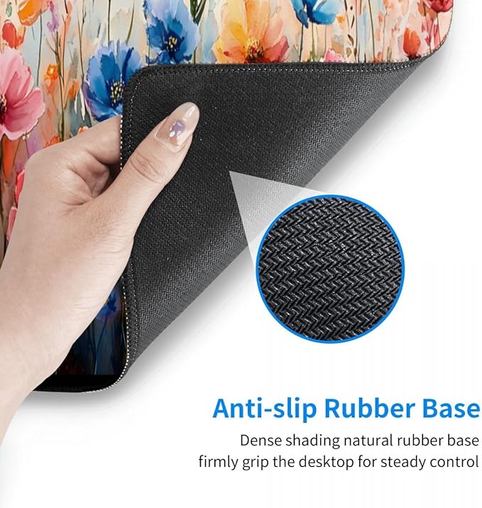 Desk Pad,Office Desk Mat 31.5"×11.8" Large Gaming Mouse Pad,Durable Extended Computer Mouse Pad,Waterproof Thick Big Mouse Pads with Non-Slip Rubber Base Office Home Watercolor Wild Flower