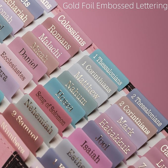 UPAFEXXI-Laminated Bible Tabs with Book Summaries(Gold Foil Embossed Lettering), Bible Tabs for Women and Men, Reposition Large Print Stickers, Easy to Read, 80Chapters Labels for Easy Navigation