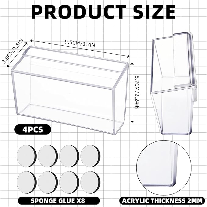 2 Pieces Business Card Holder with Lid, Wall Mount Outdoor Acrylic Business Card Box, Clear Waterproof Holder with Tape for Outdoors Office Desktop Countertop Store