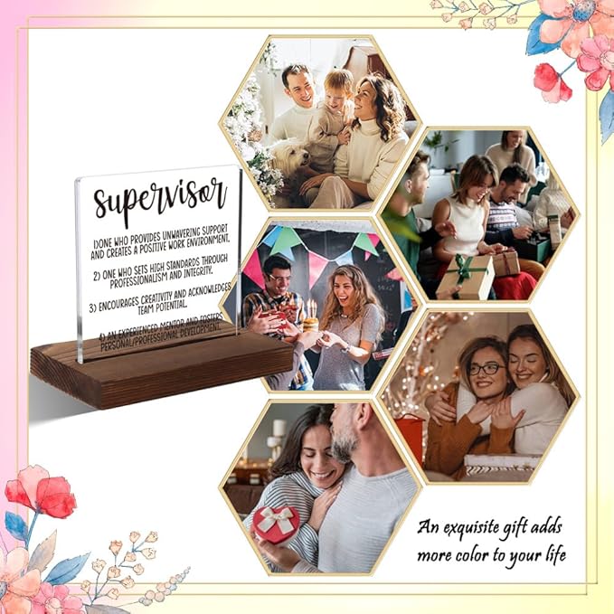 Appreciation Gifts for Supervisor, Inspirational Office Decor Gifts for Supervisor, Motivational Gifts for Supervisor,Modern Acrylic Desk Plaque with Inspirational Quotes, 10 x 10 x 1.5 cm,XXD42