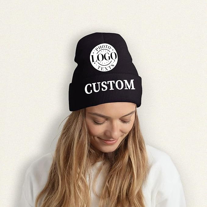 Custom Beanie for Men Women Bulk Custom Winter Hat Beanies with Logo Text Image Personalized Knit Hats Gifts for Business