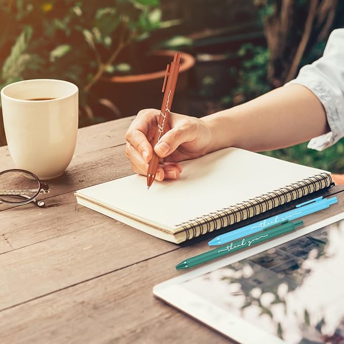 200pcs Thank You Pens Bulk Cute Multicolor Ballpoint Pen for Men Women Server Accessories Employee Holiday Appreciation Gifts for Teacher Office Back to School Party Favor (Morandi)