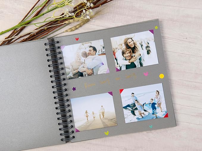 potricher 10 x 10 Inch DIY Scrapbook Photo Album 80 Pages Thick Kraft Blank Gray Paper Memory Book for Wedding and Anniversary Family (Gray, 10 Inch)