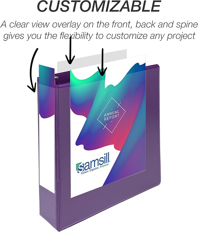 Samsill Durable 2 inch 3 Ring Binder, Made in USA, D Ring Binder, FSC 100% Recycled Chipboard, Fashion Assortment, 4 Pack