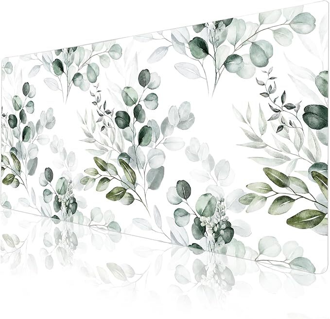 Colorful Star Large Mouse Pad, PU Leather Waterproof Desk Mat, Computer Gaming Mouse Pad, XXL Full Extended Mousepad Non Slip Desk Pad for School Office Home 31.5" x 15.7" - Soft Eucalyptus