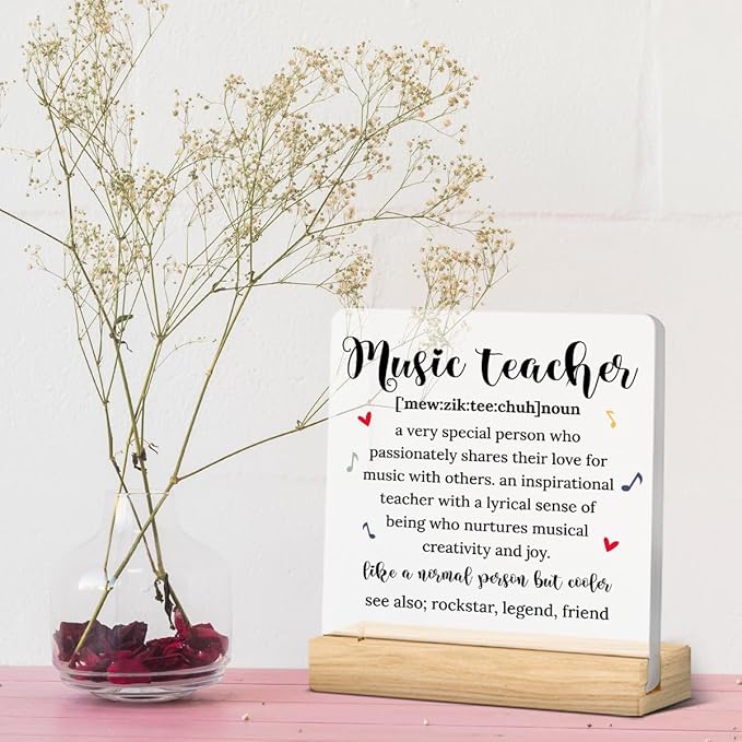 Music Teacher Appreciation Gifts for Women Teacher Men Birthday Thank You Gifts Ideas for Teachers Office Desk Decor for Home Acrylic Sign Christmas Gift