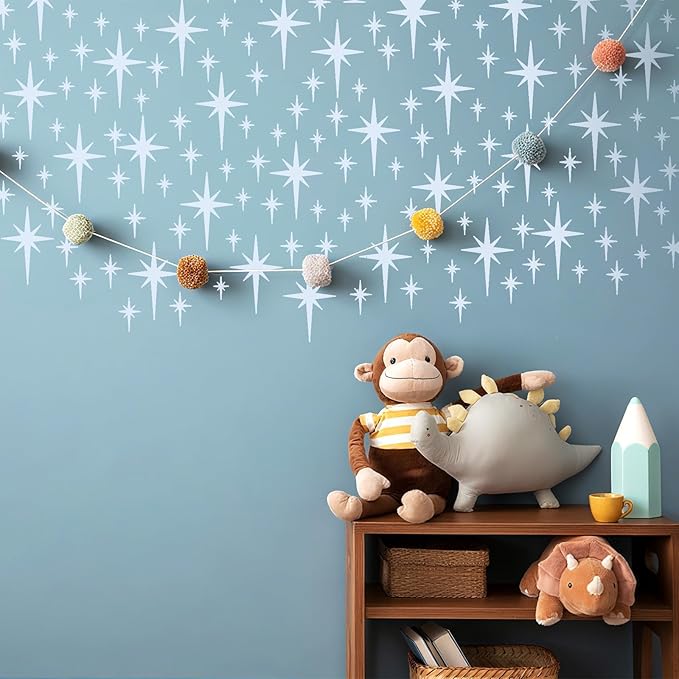 6 Pcs DIY Reusable Star Pattern Painting Stencils Set PET Plastic Painting Templates for Wall Wood Craft Canvas Fabric Home Decor