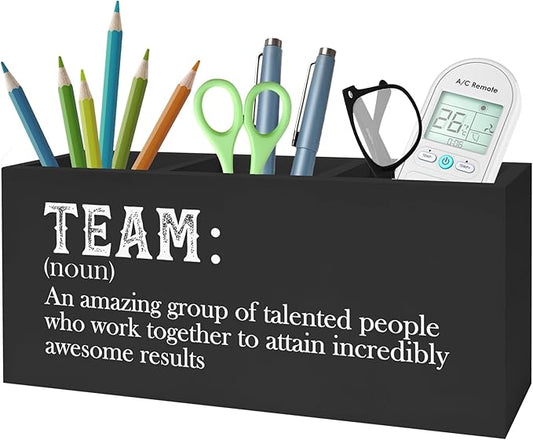 Team Gifts Pencil Pen Holder for Desk, Team Employee Coworker Appreciation Gifts, Definition Wooden Pencil Holder Organizer for Home Office Desk Accessories