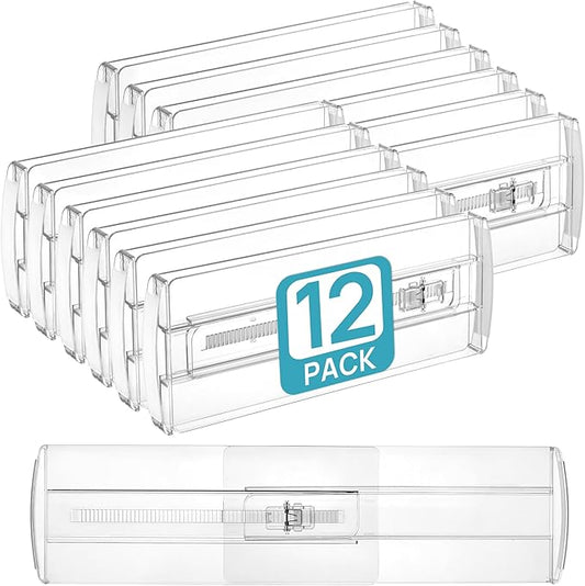 Vtopmart 12 Pack Drawer Dividers for Clothes, 4" High 10.2"-16.6" Adjustable Expandable Dresser Drawer Organizer, Clear Plastic Separators for Dresser, Baby Clothing, Underwear, Cosmetic, Toiletries