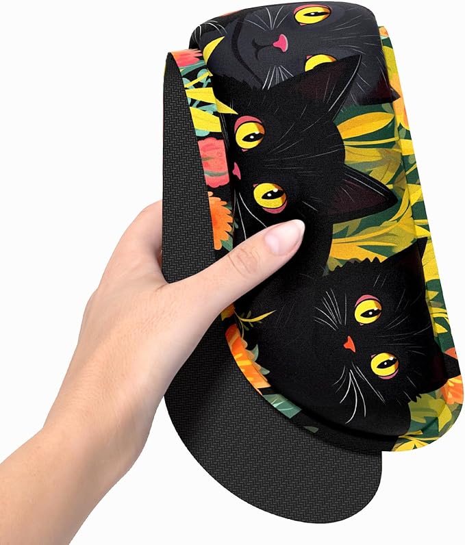 Dapesuom Enlarge Keyboard Wrist Rest, Memory Foam Wrist Cushion for Desk Mats Support, Cute Typing Pain Relief Keyboard Mouse Pad Rests Set with Non-Slip Base for Gaming Laptop Computer, Black Cats