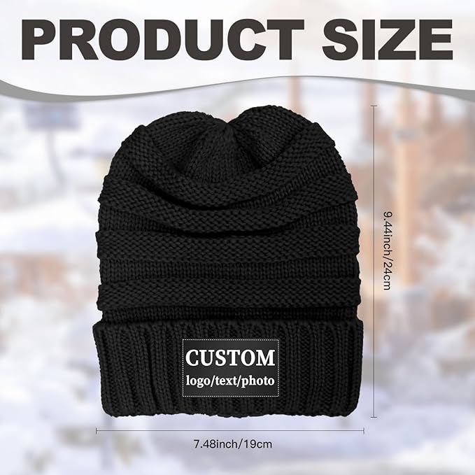 Custom Beanie for Men Women Bulk Custom Winter Hat Beanies with Logo Text Image Personalized Knit Hats Gifts for Business