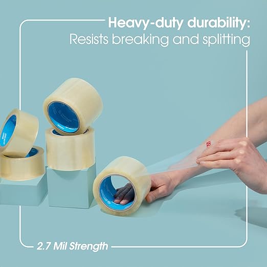 SPARTAN INDUSTRIAL - 2" X 60 yd Clear Shipping Tape Rolls - 24 Rolls of Heavy Duty Box Tape for Moving, Packing, Shipping, Storage - 2.7 Mil