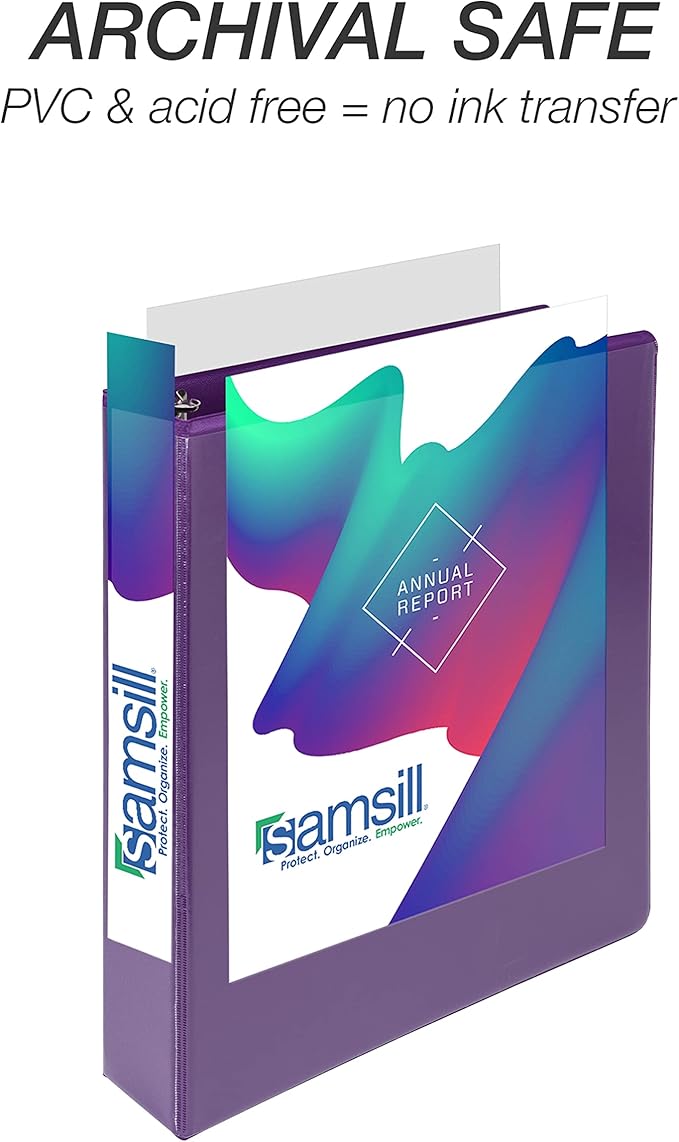Samsill Durable 1.5 inch 3 Ring Binder, Made in USA, D Ring Binder, FSC 100% Recycled Chipboard, Purple, 4 Pack