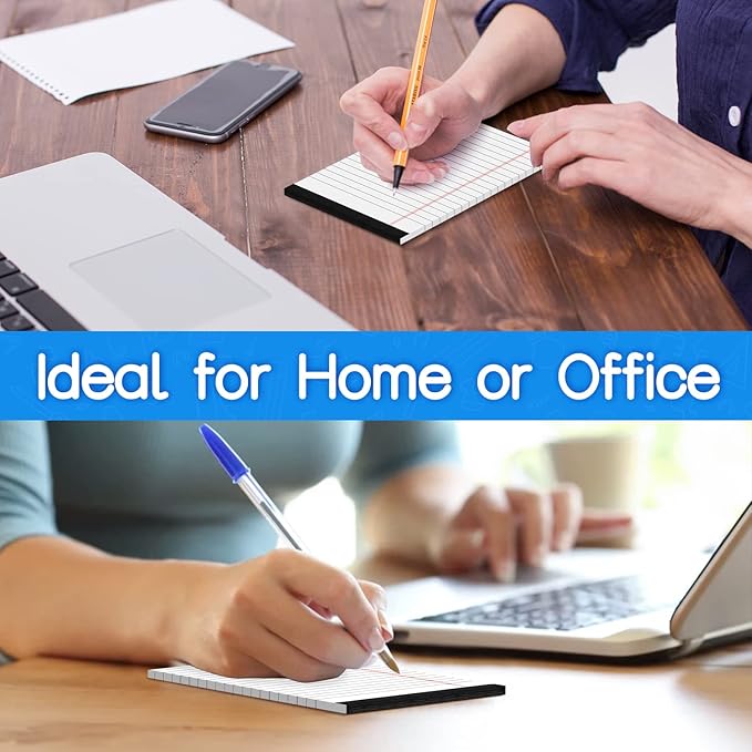 4x6 Inch Small Legal Pads - Lined College Ruled Note Pads 30 Sheets Per Pad - White Writing Notepad for Note Taking, To-Do Lists - Perfect for Office, School, and Home Use (8 Pack)