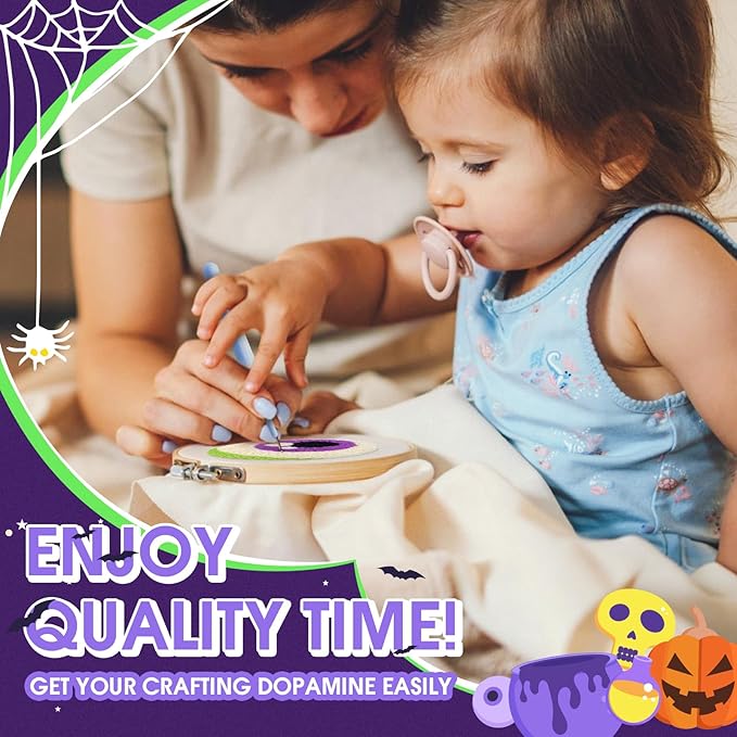 yuegool 6PCS Enchanted Oddities Punch Needle Coasters Kit – Easy DIY Embroidery Kit for Beginners, Adults & Kids | Includes Patterns, Tools, Yarns, Hoop, Instructions, Coaster Holder