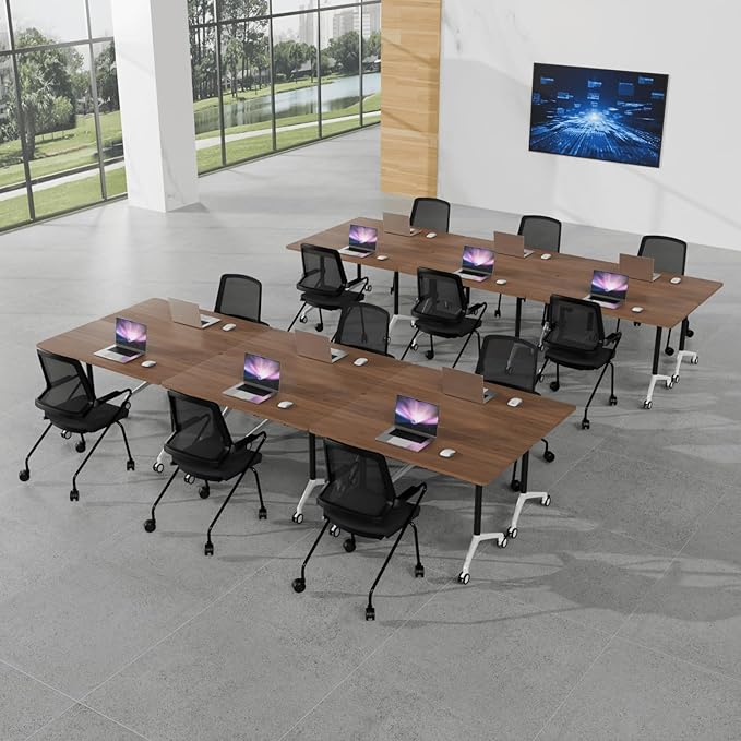 Conference Room Table with Flip-Top Design for Dynamic Meetings, Business Table Computer Desk with Heavy-Duty Frame,Foldable Seminar Meeting Tables for Home Office (2, A, 70.8IN)