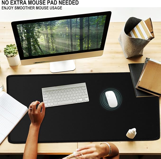 Large Extended Gaming Mouse Pad, 31.5" x15.7" Large Desk Mat with Superior Micro-Weave Cloth, Water Resist Keyboard Mousepad with Non-Slip Base, Laptop Desk Pad for Office Home Gaming, Black