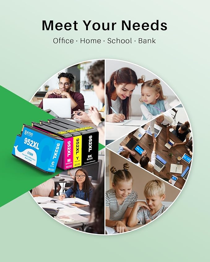 Compatible 952XL Ink Cartridges Combo Pack Replacement for 952 952XL 952 XL Ink Cartridges Color Use with Officejet Pro 8720 8702 8710 7740 7720 8725 8715 8210 8740 (4 Pack, BK/C/M/Y)