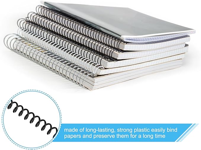 PATIKIL 6mm(1/4") Plastic Spiral Binding Coils, 20 Pcs Binding Spirals 30 Sheet Capacity 4:1 Pitch Binding Spirals for Binding Paper Sheets, Black