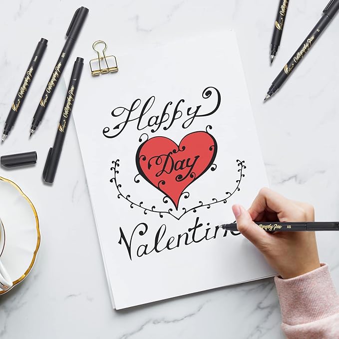 Calligraphy Pen,Calligraphy Pens for Writing, Brush Pens Calligraphy Set for Beginners, Calligraphy markers, Black Archival Ink Pens,Hand Lettering Pen for Art Drawing, Sketching,Scrapbooking