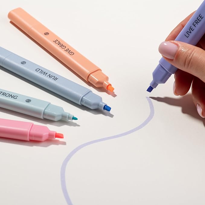 DIVERSEBEE Bible Highlighters Assorted Colors, 5 Pack No Bleed Dual Tip Aesthetic Pastel Highlighter Pens for Journaling, Note Taking, School, Bible Study Supplies and Accessories (Dawn)