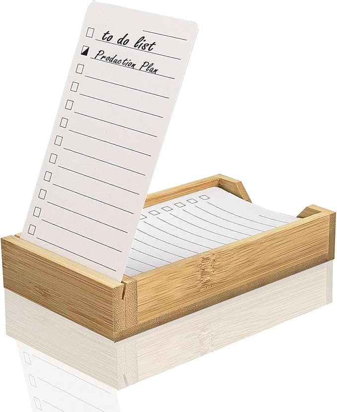 Daily To Do List Planner, Daily ToDo Checklist Cards and Bamboo Stand, 50 To Do Cards, Productivity System Planners Notebook for Work Office Accessories