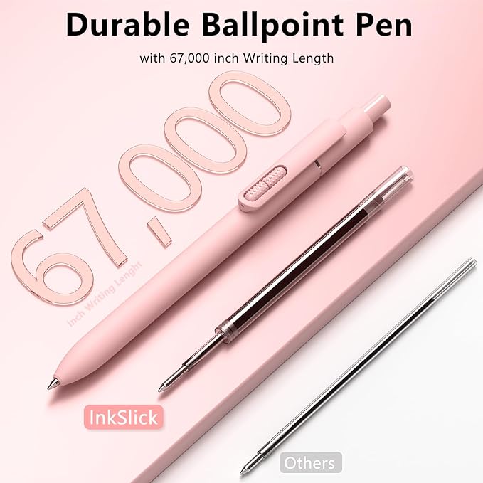 9 PCS Ballpoint Pens Black Ink, 1.0mm Medium Point Smooth Writing Ball Point Pens, High-end Long Lasting Retractable Pen for Home Office (6 Pens with 3 Refills)