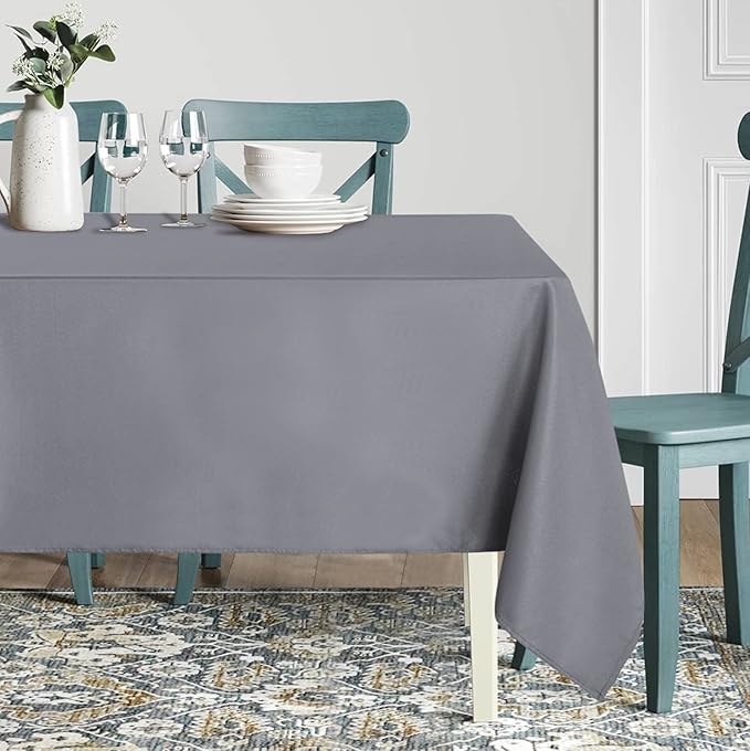 sancua Rectangle Tablecloth - 54 x 78 Inch - Stain and Wrinkle Resistant Washable Polyester Table Cloth, Decorative Fabric Table Cover for Dining Tables, Buffet Parties and Camping, Light Grey